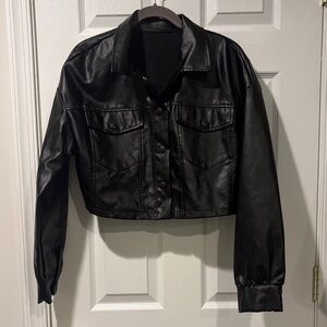 Shein cropped moto jacket